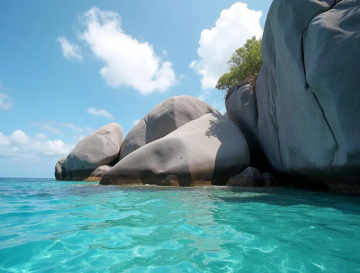 Striking granite boulders (La Digue, Praslin) – Seychelles